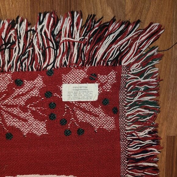 Santa Claus Christmas Throw Holiday Woven Tapestry Blanket 61" X 46" - Picture 6 of 7